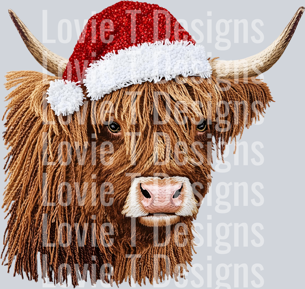CHRISTMAS HIGHLAND COW FAUX YARN