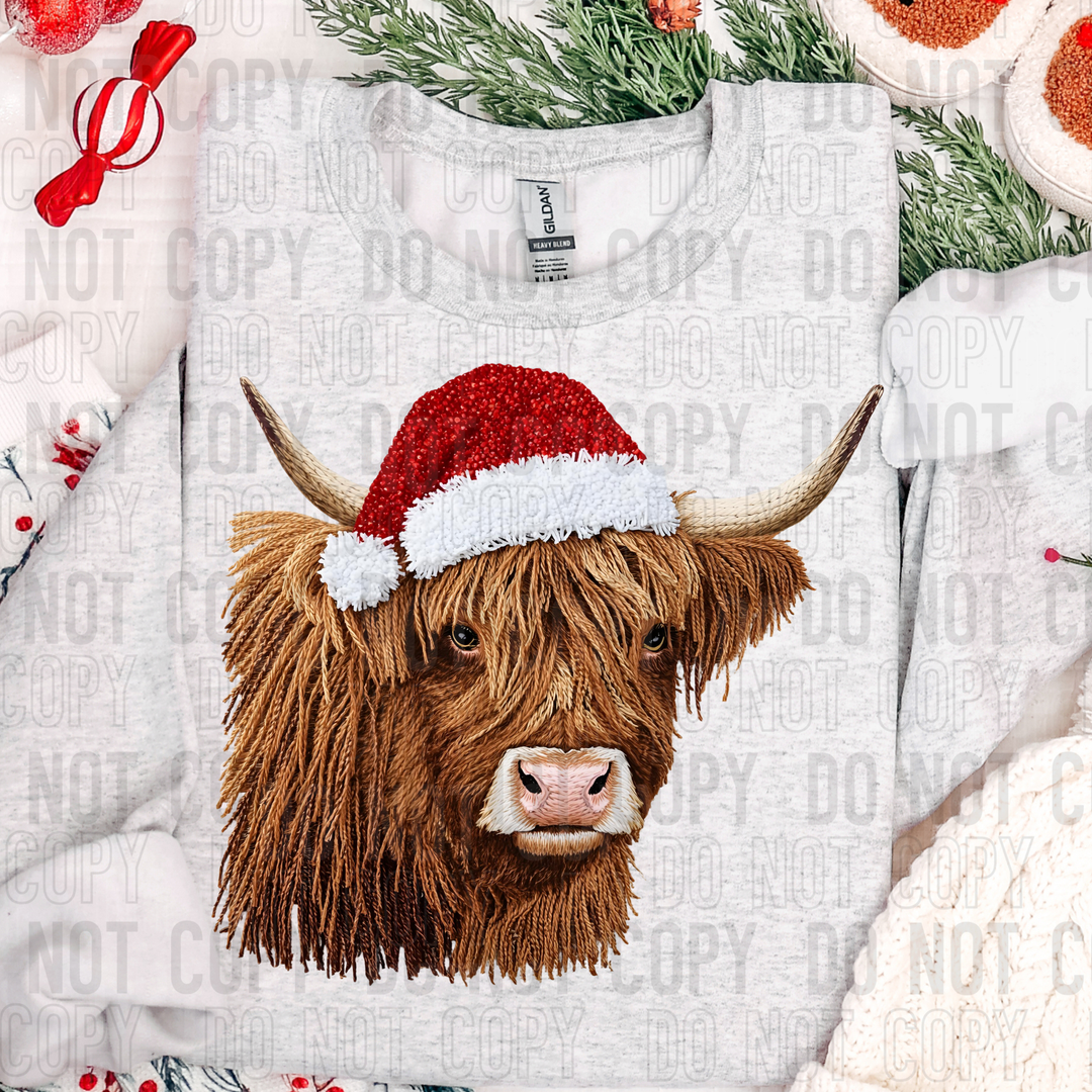 CHRISTMAS HIGHLAND COW FAUX YARN
