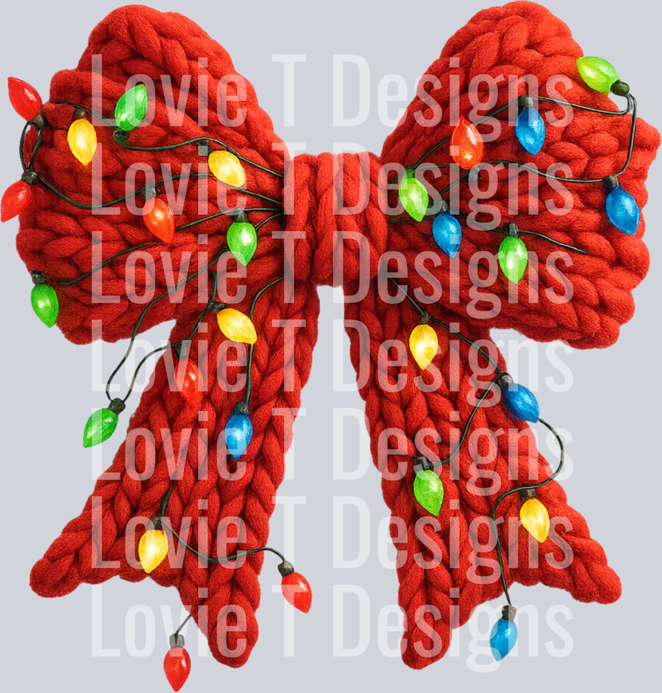 CHRISTMAS LIGHTS BOW RED