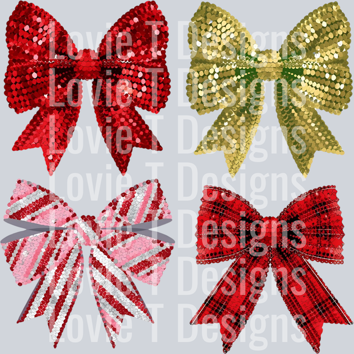CHRISTMAS SEQUIN BOW COLLAGE