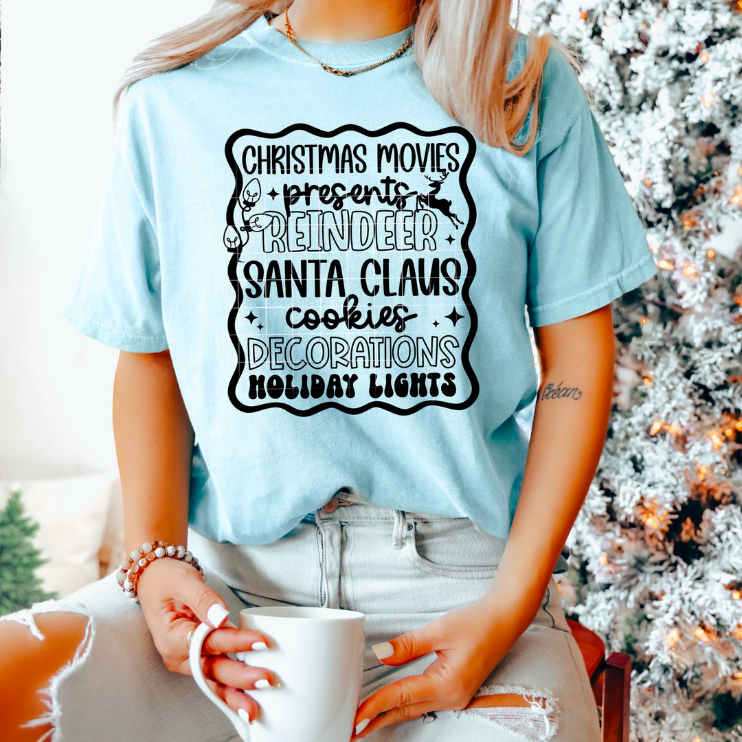 Christmas Things List Single Color Black DTF transfer design – image 1