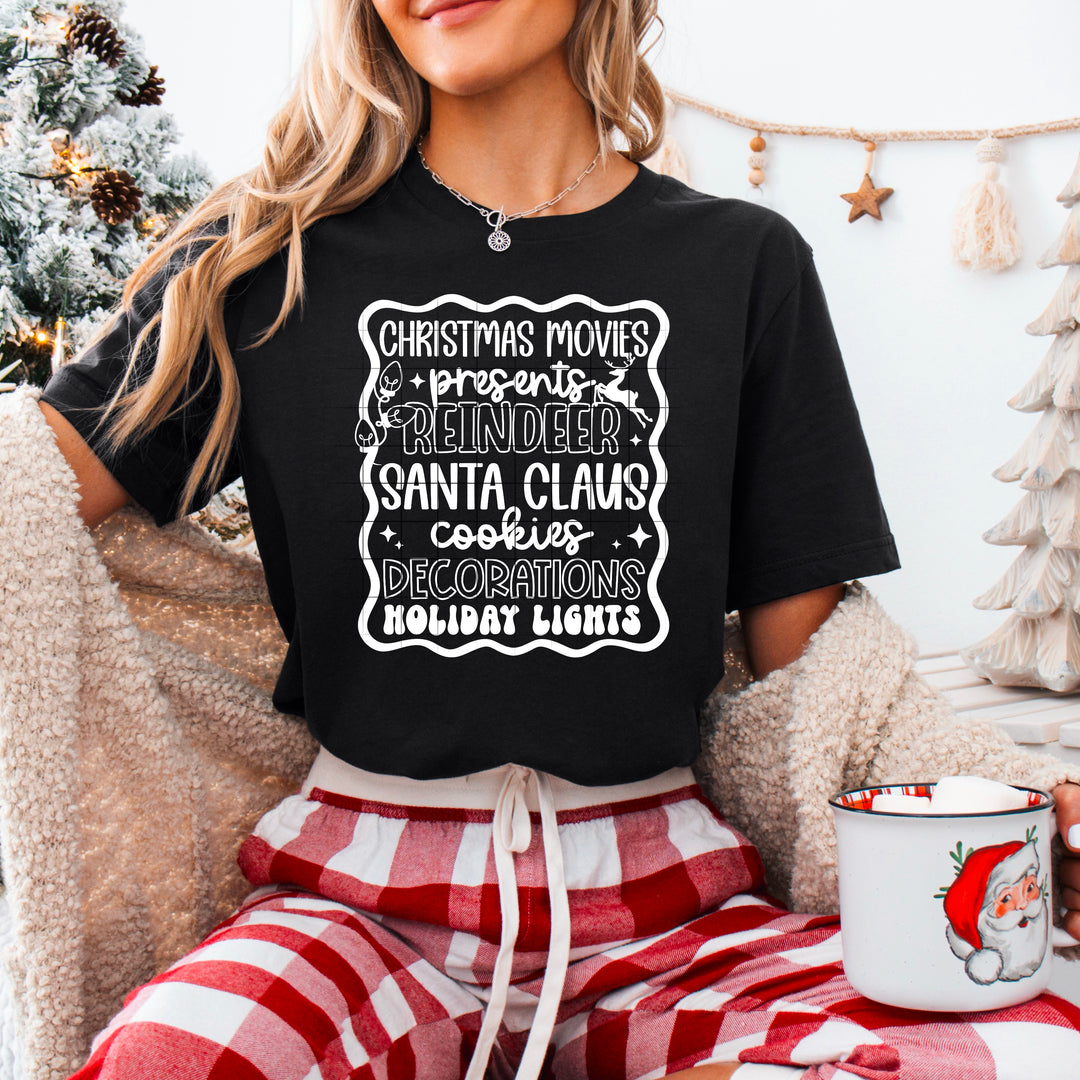 Christmas Things List Single Color White DTF transfer design – image 1
