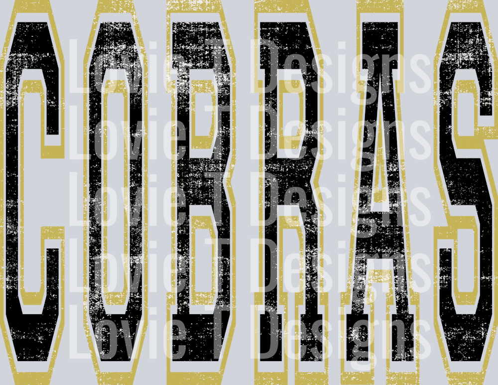 COBRAS BLACK AND VEGAS GOLD VARSITY STYLE