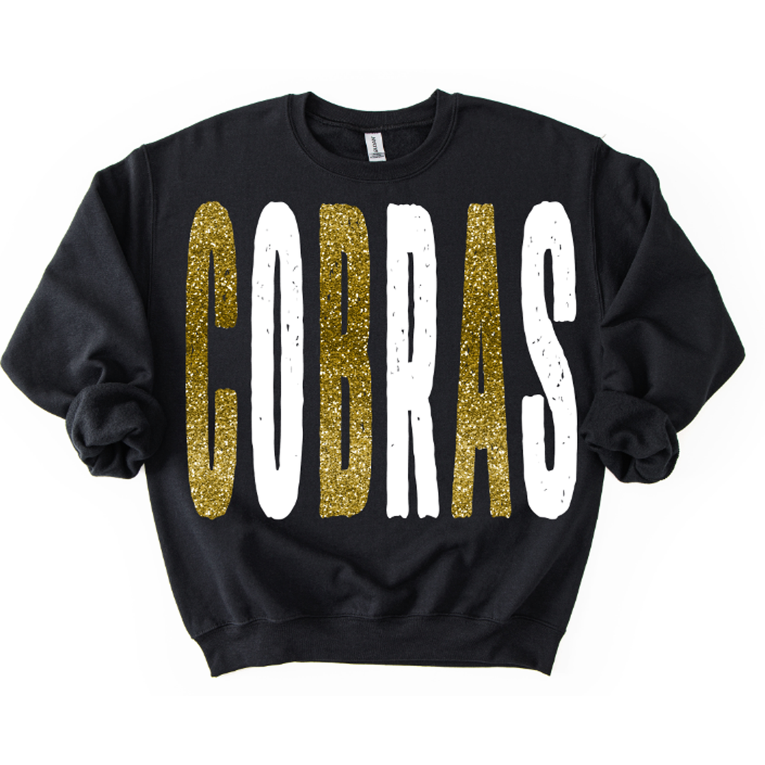 Cobras Gold and White Grunge Mascot – DTF Transfer