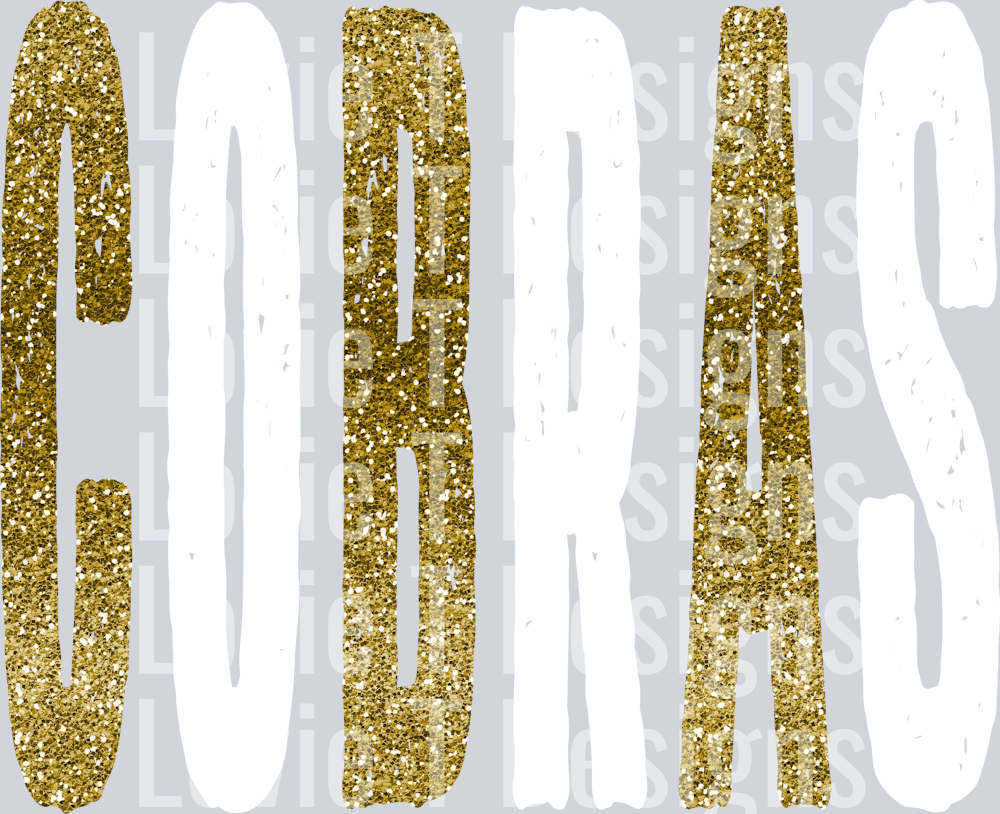 COBRAS GOLD AND WHITE GRUNGE MASCOT