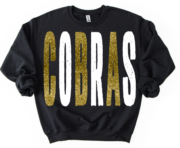 Cobras Gold and White Grunge Mascot DTF transfer design – image 1