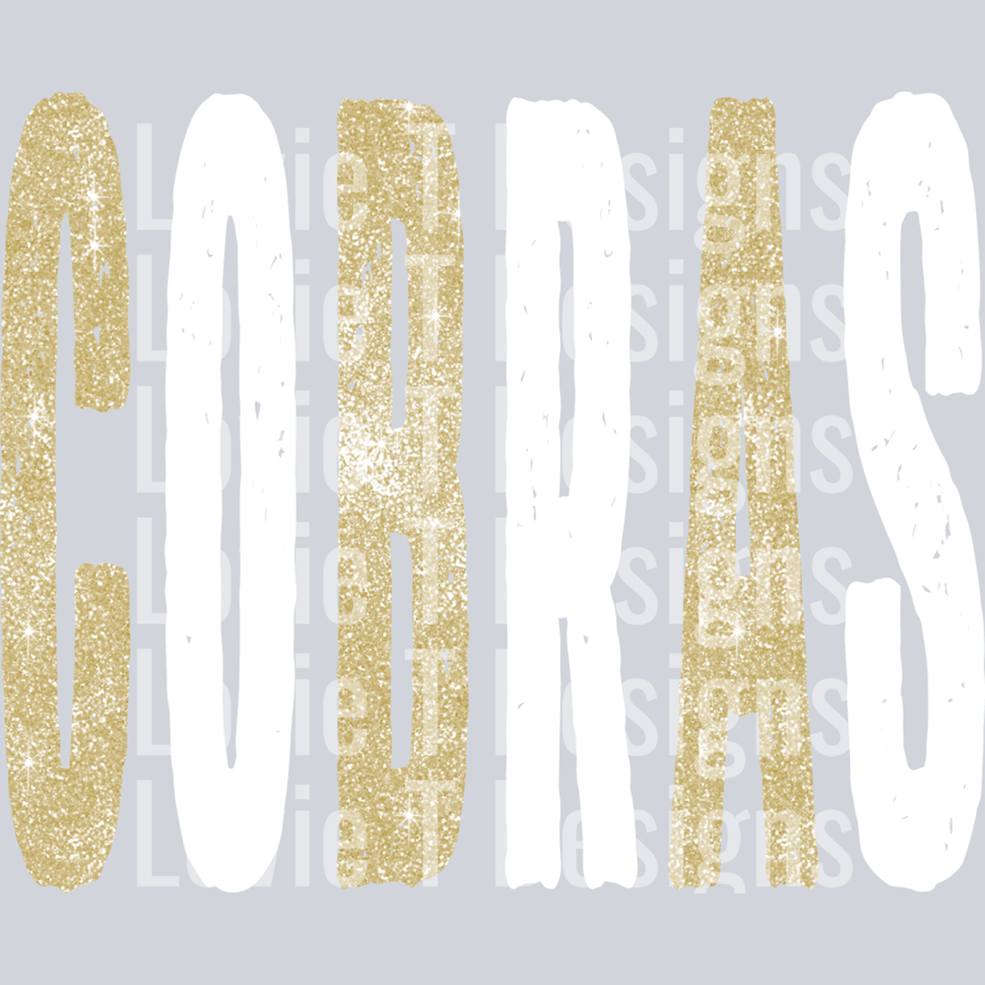 Cobras Vegas Gold and White Grunge Mascot – DTF Transfer – product image