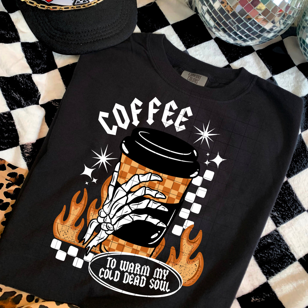 Coffee to Warm My Cold Soul White Words DTF transfer design – image 1