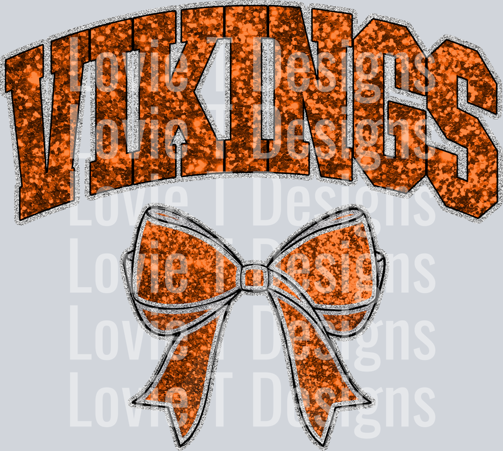 COLLEGIATE GLITTER MASCOTS VIKINGS ORANGE