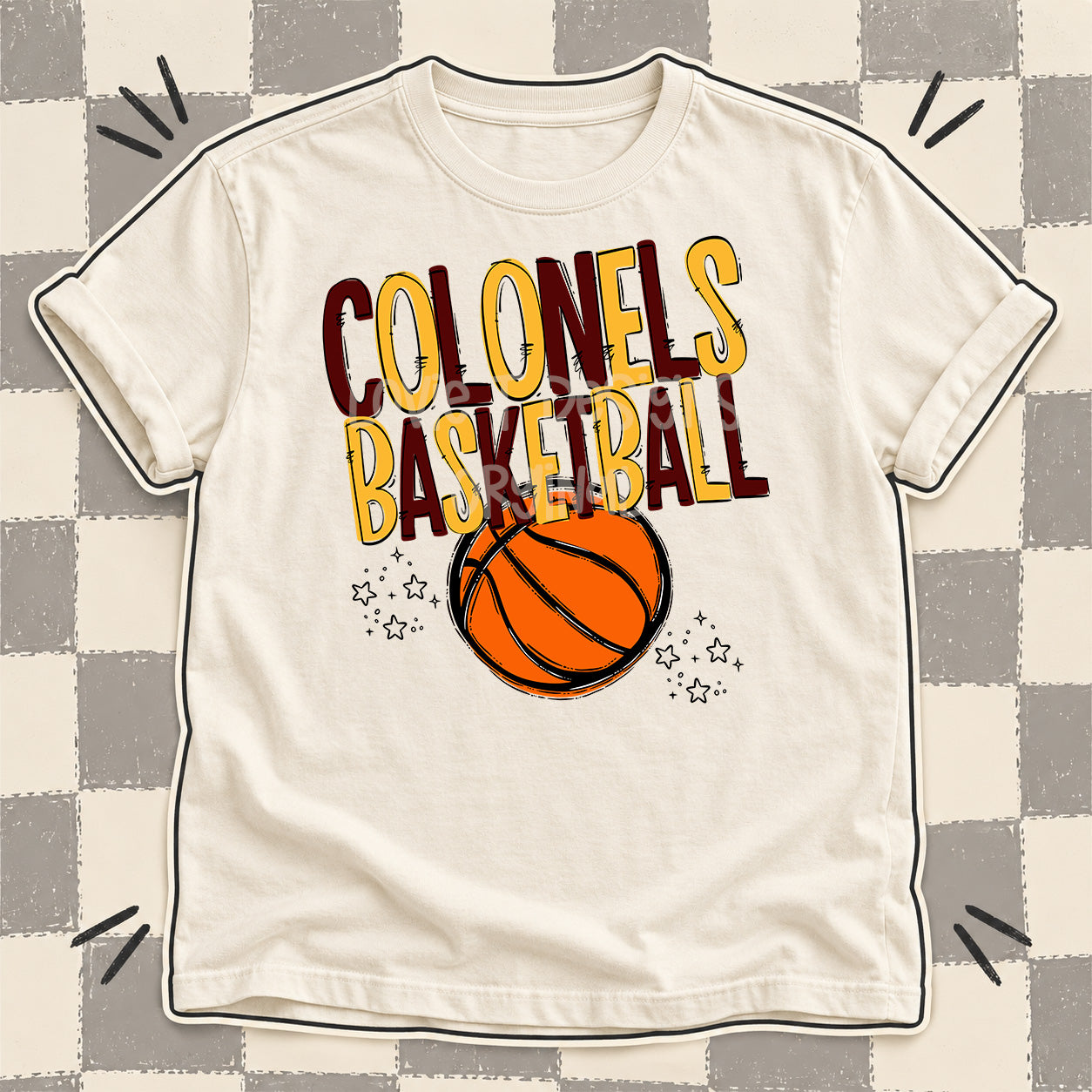 Team Go Basketball Mascots Colonels Maroon Yellow Gold design