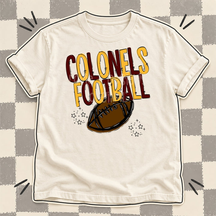 Colonels Maroon Yellow Gold Team Go Football Mascots DTF transfer mockup