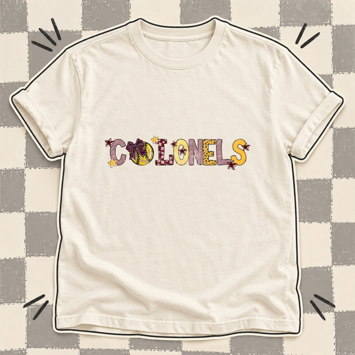 Colonels Maroon Yellow Gold Mixed Doodle Softball Mascots – Mascot Colors DTF transfer mockup