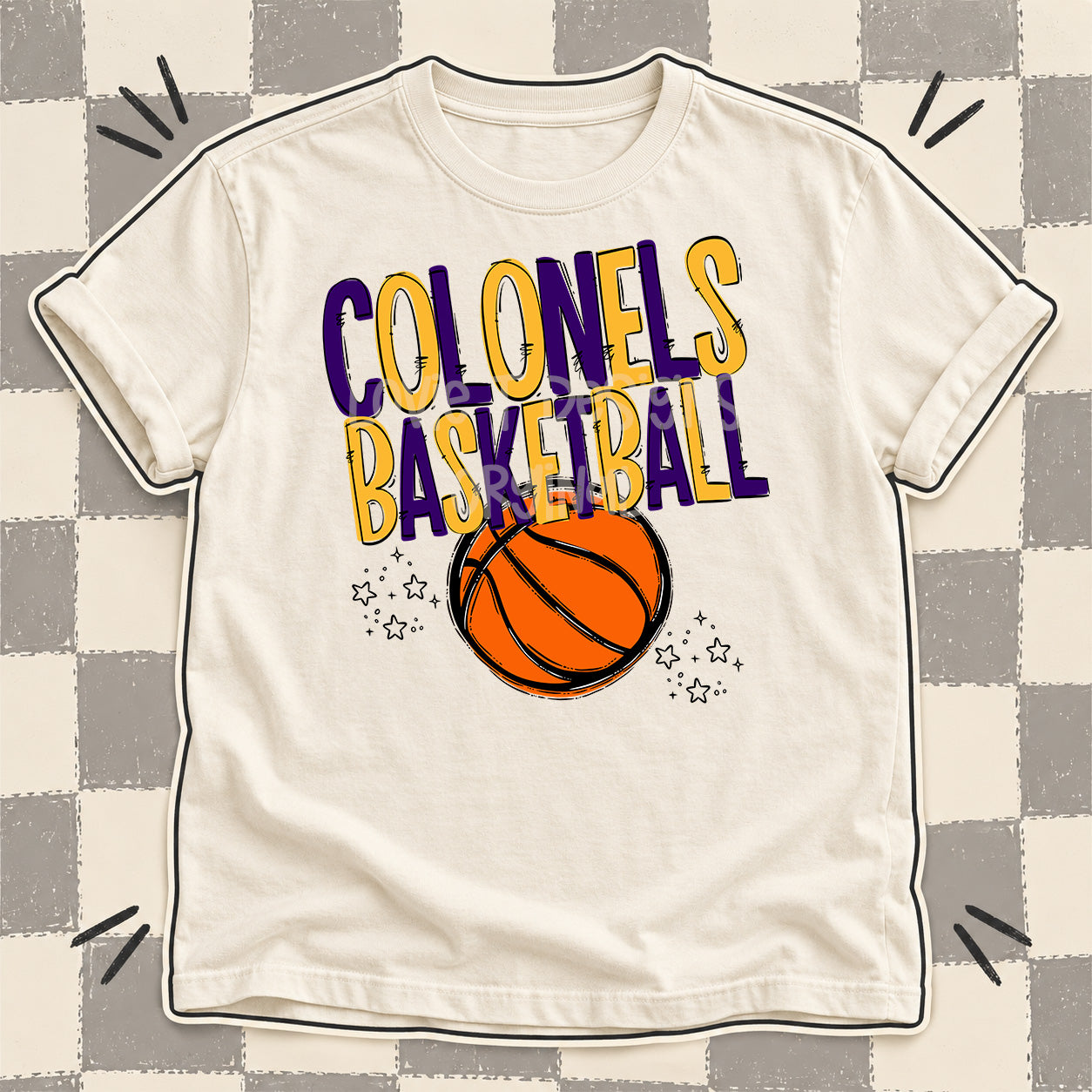 Team Go Basketball Mascots Colonels Purple Yellow Gold design