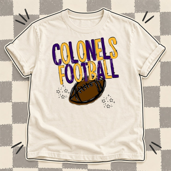 Colonels Purple Yellow Gold Team Go Football Mascots DTF transfer mockup