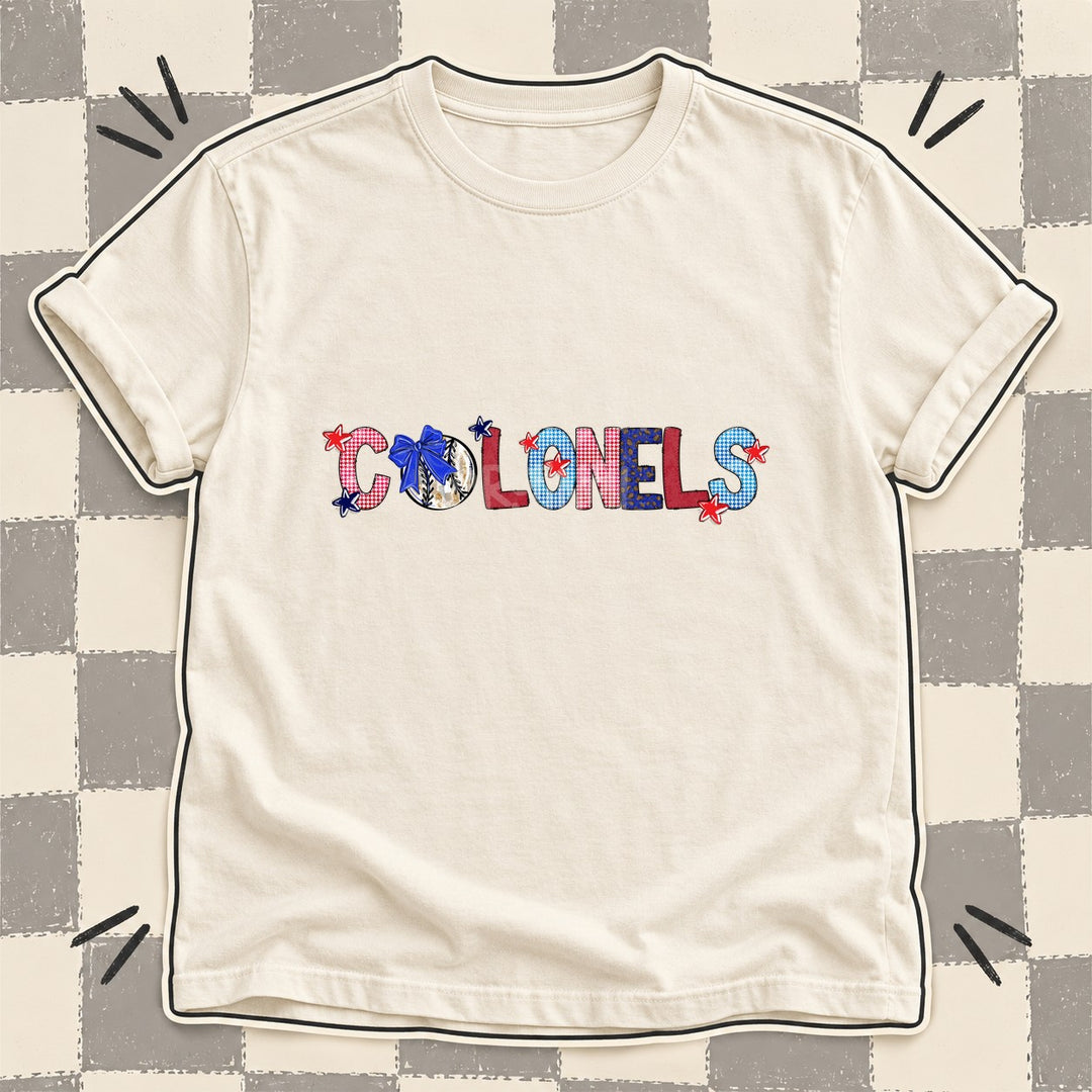 Colonels Mixed Doodle Baseball Mascots – Red and Royal DTF transfer mockup
