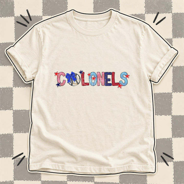 Colonels Mixed Doodle Baseball Mascots – Red and Royal DTF transfer mockup