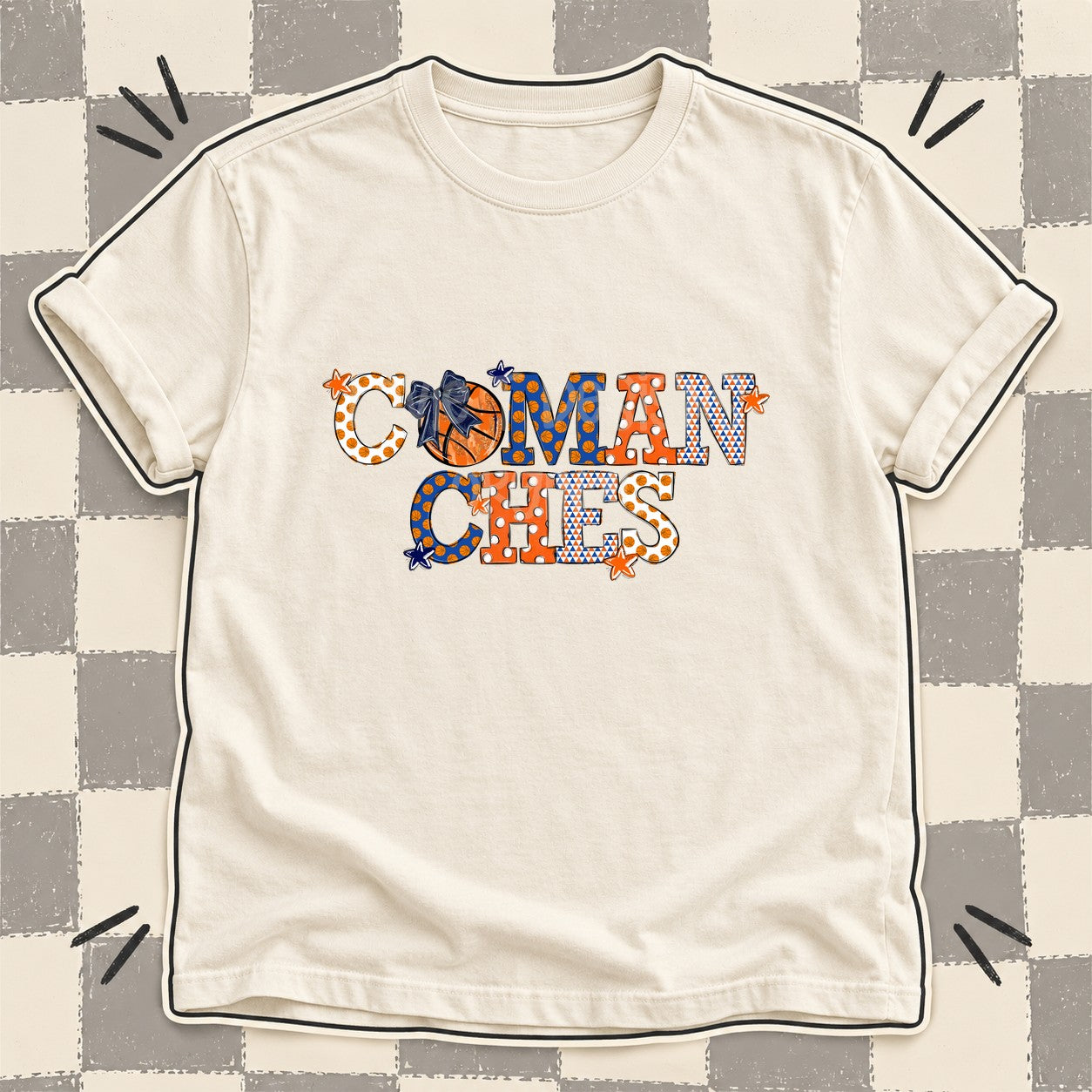 Mixed Doodle Basketball Mascots – Court Classic Comanches design