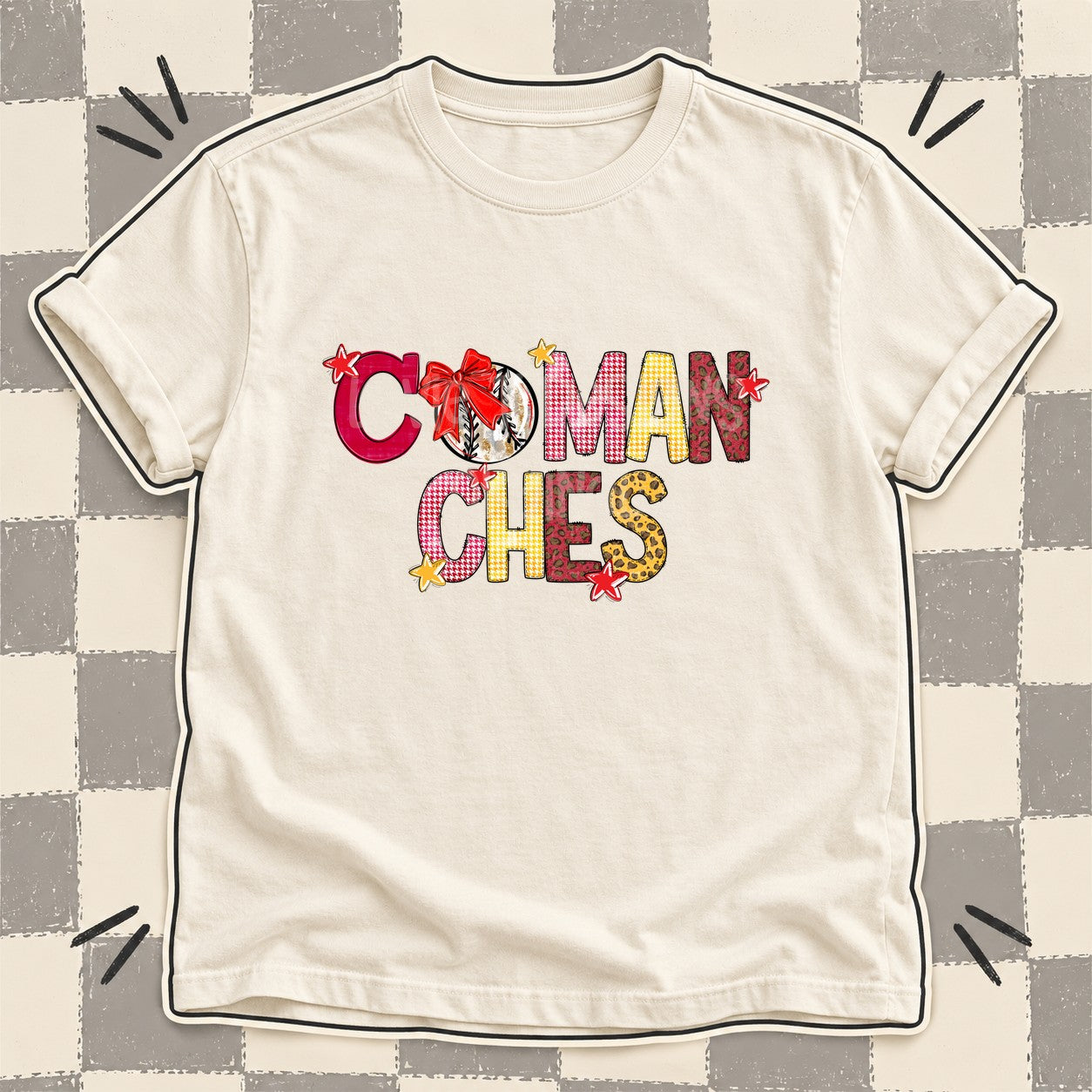 Mixed Doodle Baseball Mascots – Mascot Colors Comanches Red Yellow Gold design