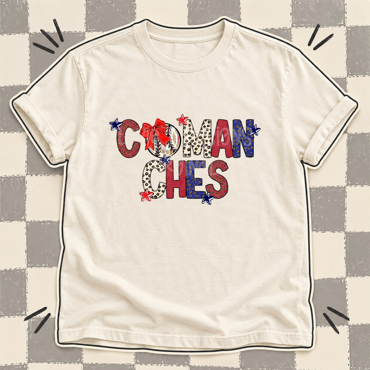 Mixed Doodle Baseball Mascots – Leopard Red Navy Comanches design