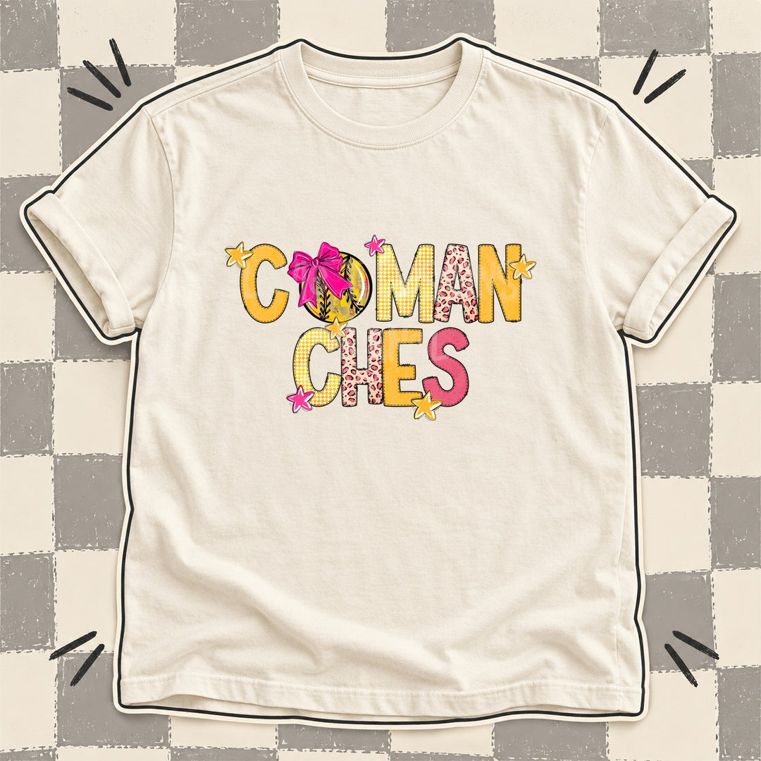 Comanches Mixed Doodle Softball Mascots – Stitched Softball DTF transfer mockup