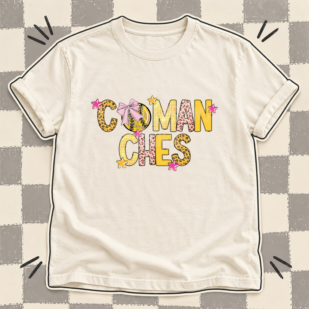 Comanches Mixed Doodle Softball Mascots – Sunshine Leopard DTF transfer mockup
