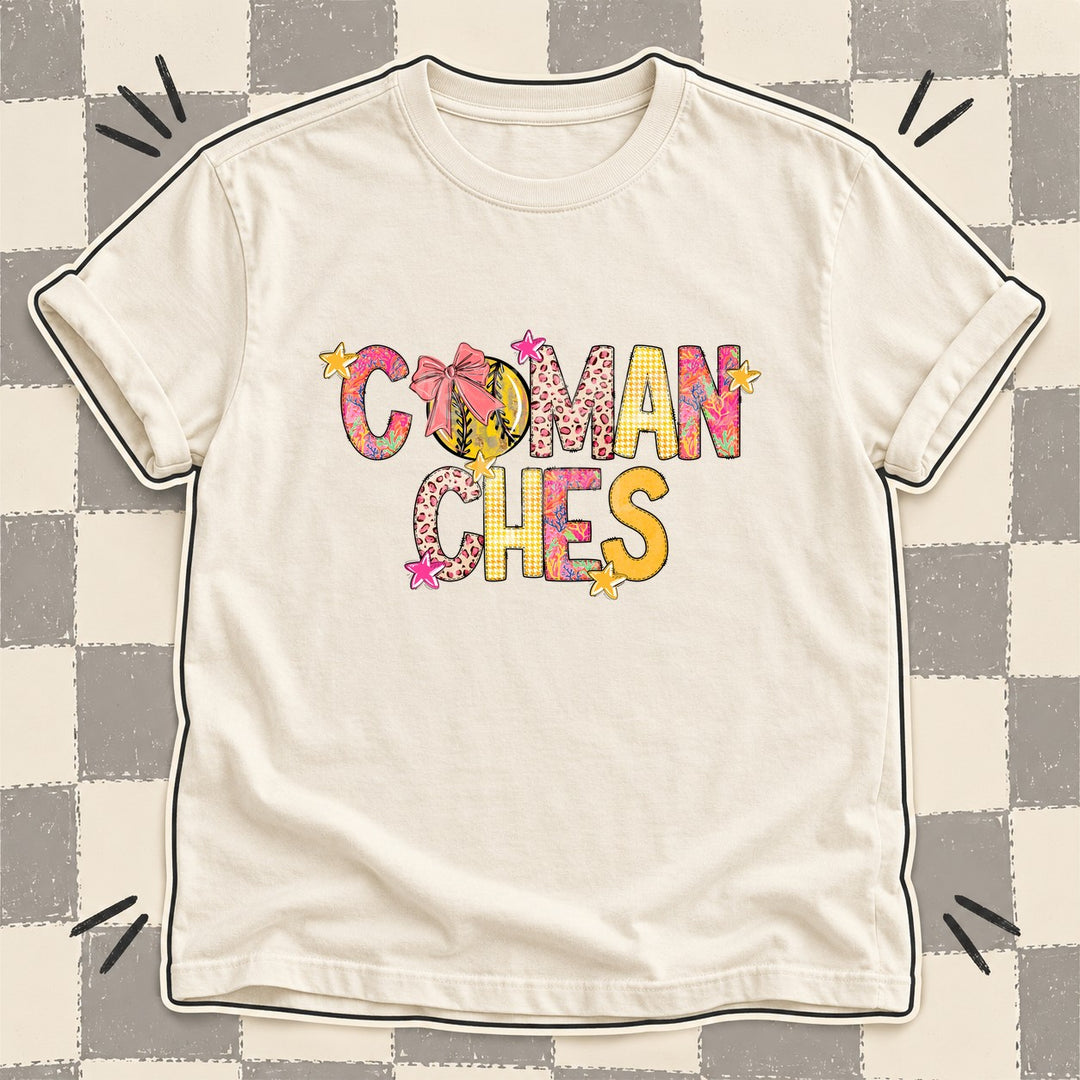 Comanches Mixed Doodle Softball Mascots – Softball Brights DTF transfer mockup