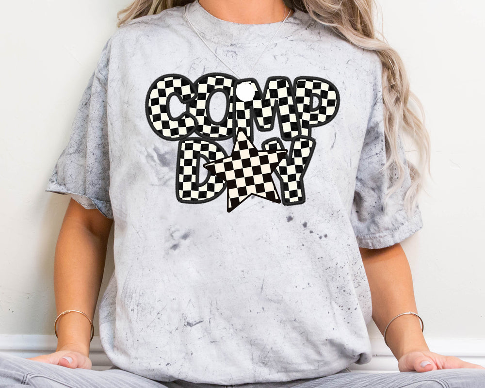 Comp Day Checker Star DTF transfer design