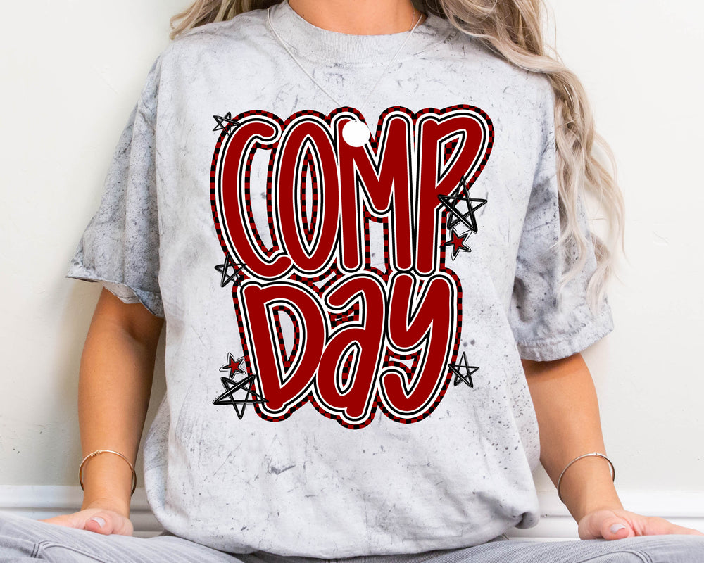 Comp Day Lettering Crimson DTF transfer design
