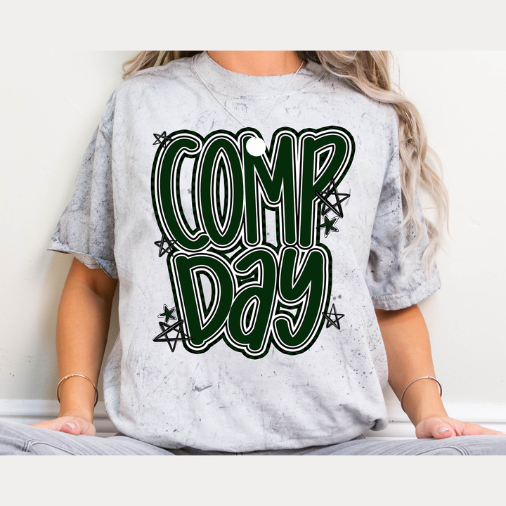 Comp Day Lettering Dark Green – DTF Transfer – product image