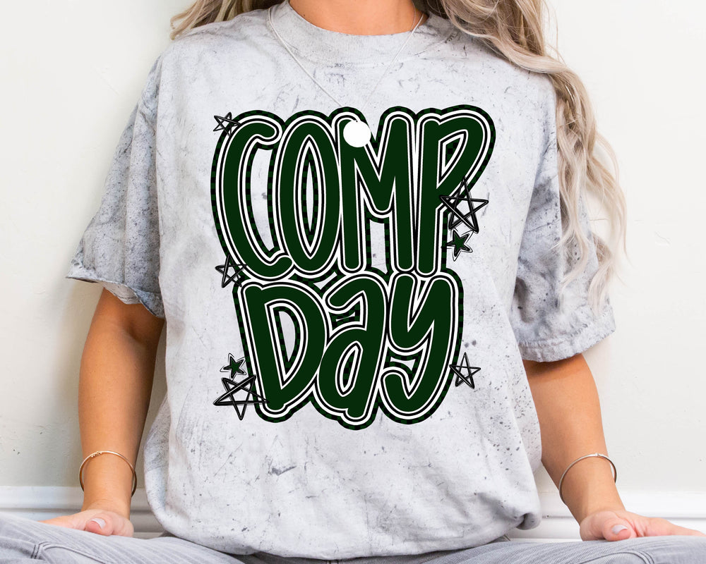 Comp Day Lettering Dark Green DTF transfer design