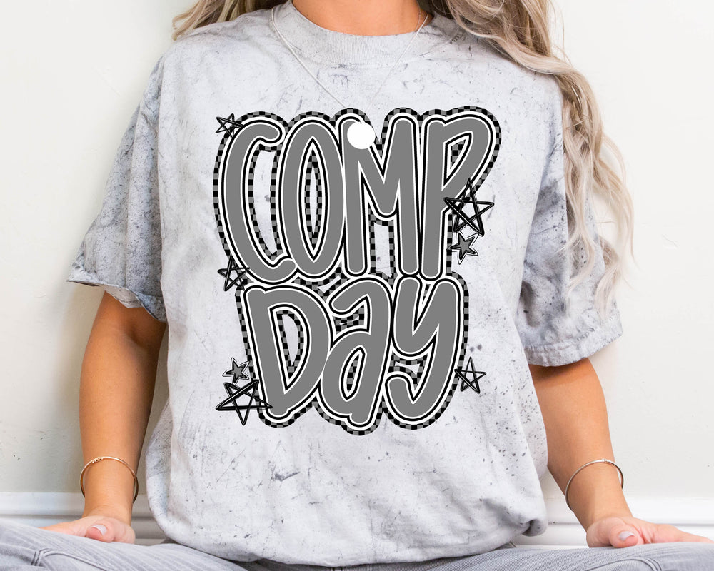 Comp Day Lettering Gray DTF transfer design