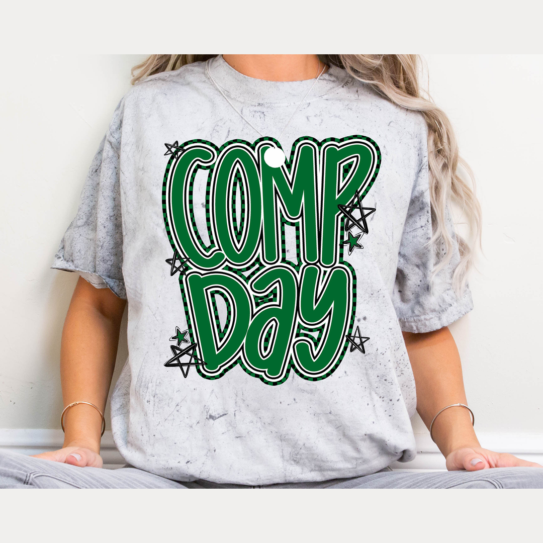 Comp Day Lettering Kelly Green – DTF Transfer – product image