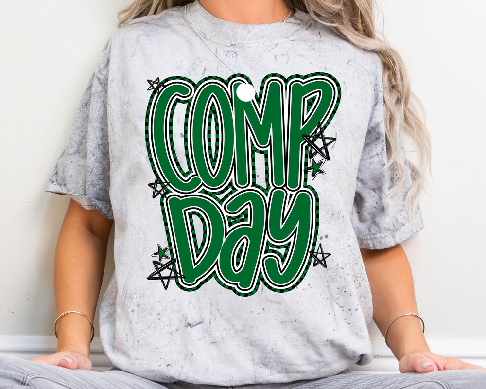 Comp Day Lettering Kelly Green DTF transfer design