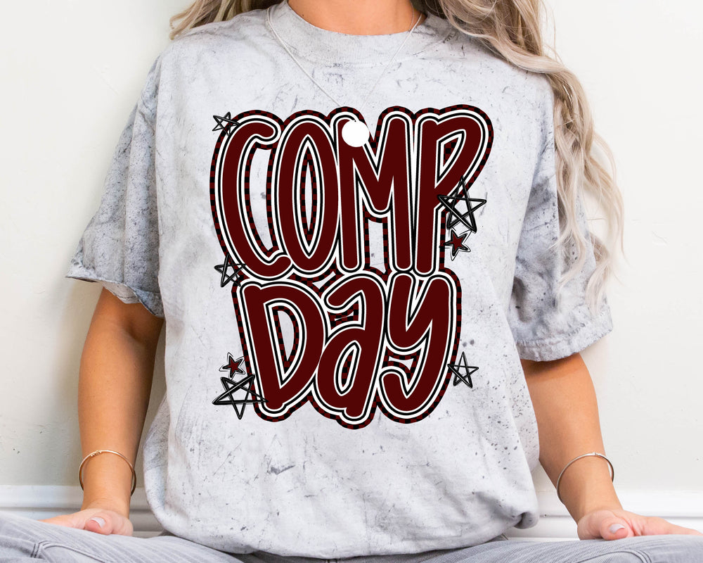 Comp Day Lettering Maroon DTF transfer design