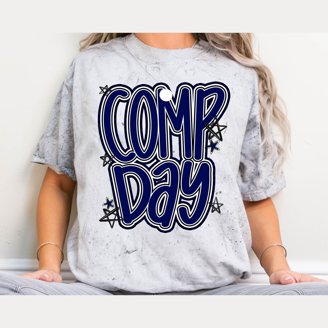 Comp Day Lettering Navy – DTF Transfer – product image