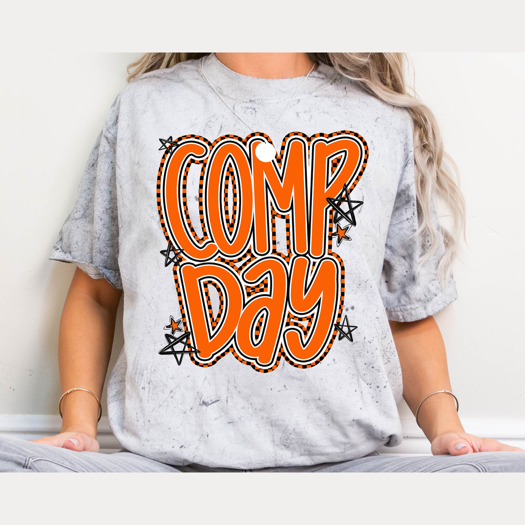 Comp Day Lettering Orange – DTF Transfer – product image