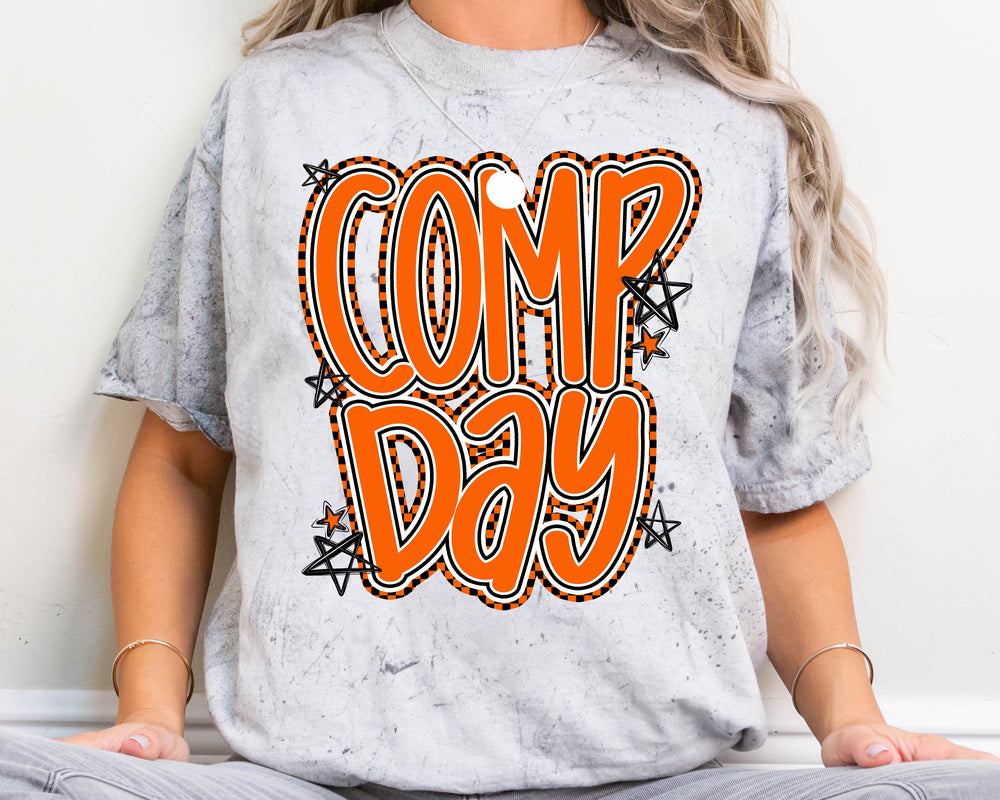 Comp Day Lettering Orange DTF transfer design