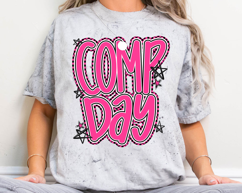 Comp Day Lettering Pink DTF transfer design