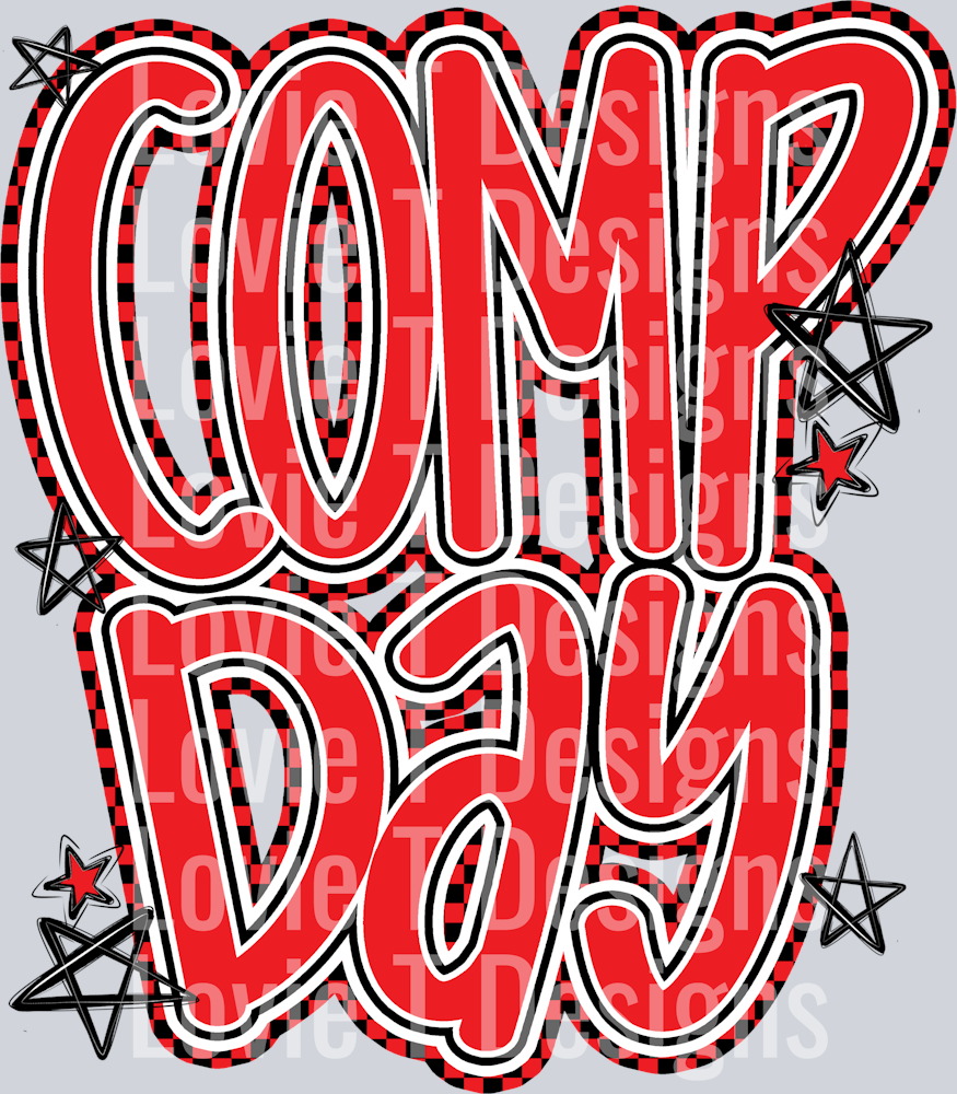 COMP DAY LETTERING RED