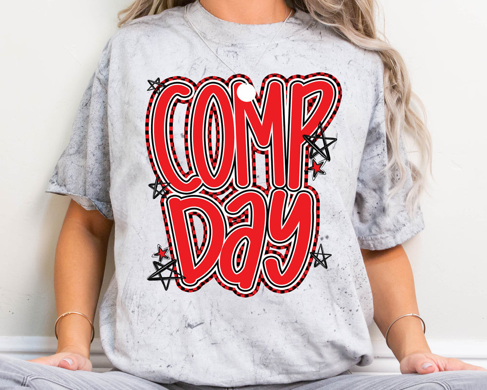 Comp Day Lettering Red DTF transfer design