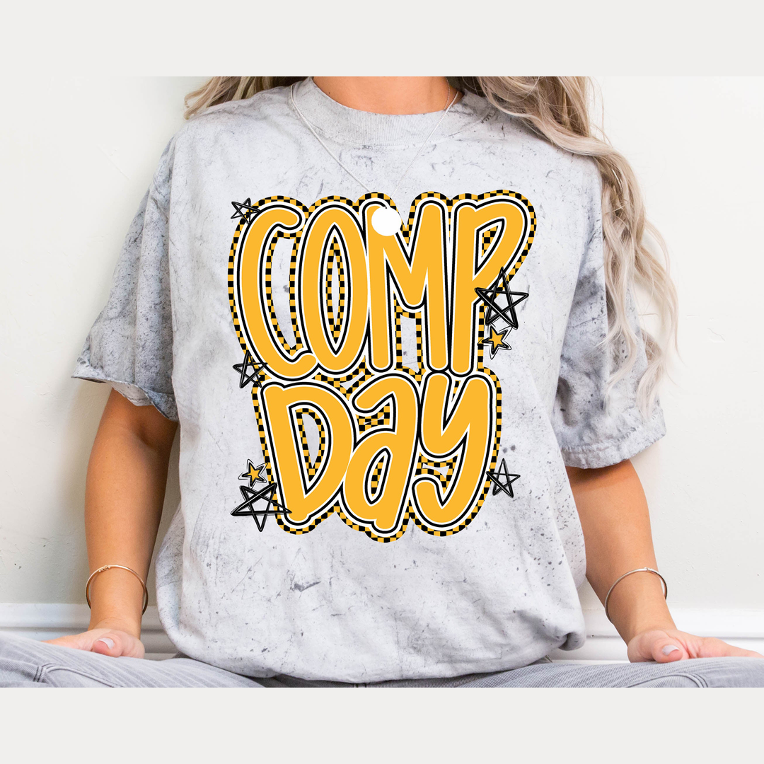 Comp Day Lettering Yellow – DTF Transfer – product image
