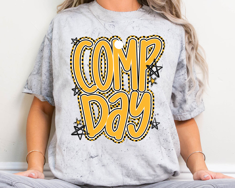 Comp Day Lettering Yellow DTF transfer design