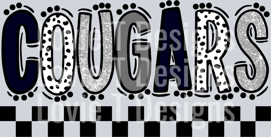 COUGARS DOODLE DOT MASCOT NAVY AND GRAY