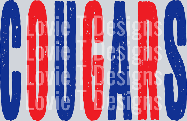 COUGARS ROYAL BLUE AND RED OVERISIZED GRUNGE MASCOT
