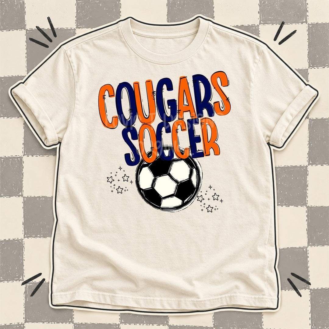 Cougars Orange Navy Team Go Soccer Mascots DTF transfer mockup
