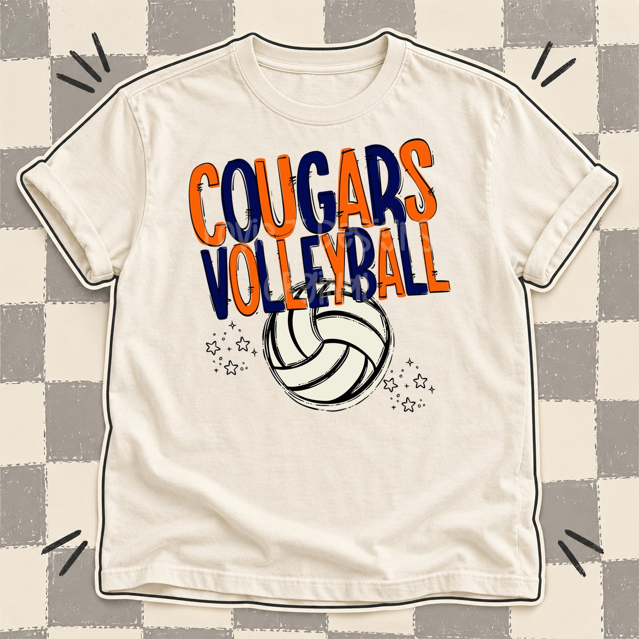 Team Go Volleyball Mascots Cougars Orange Navy design
