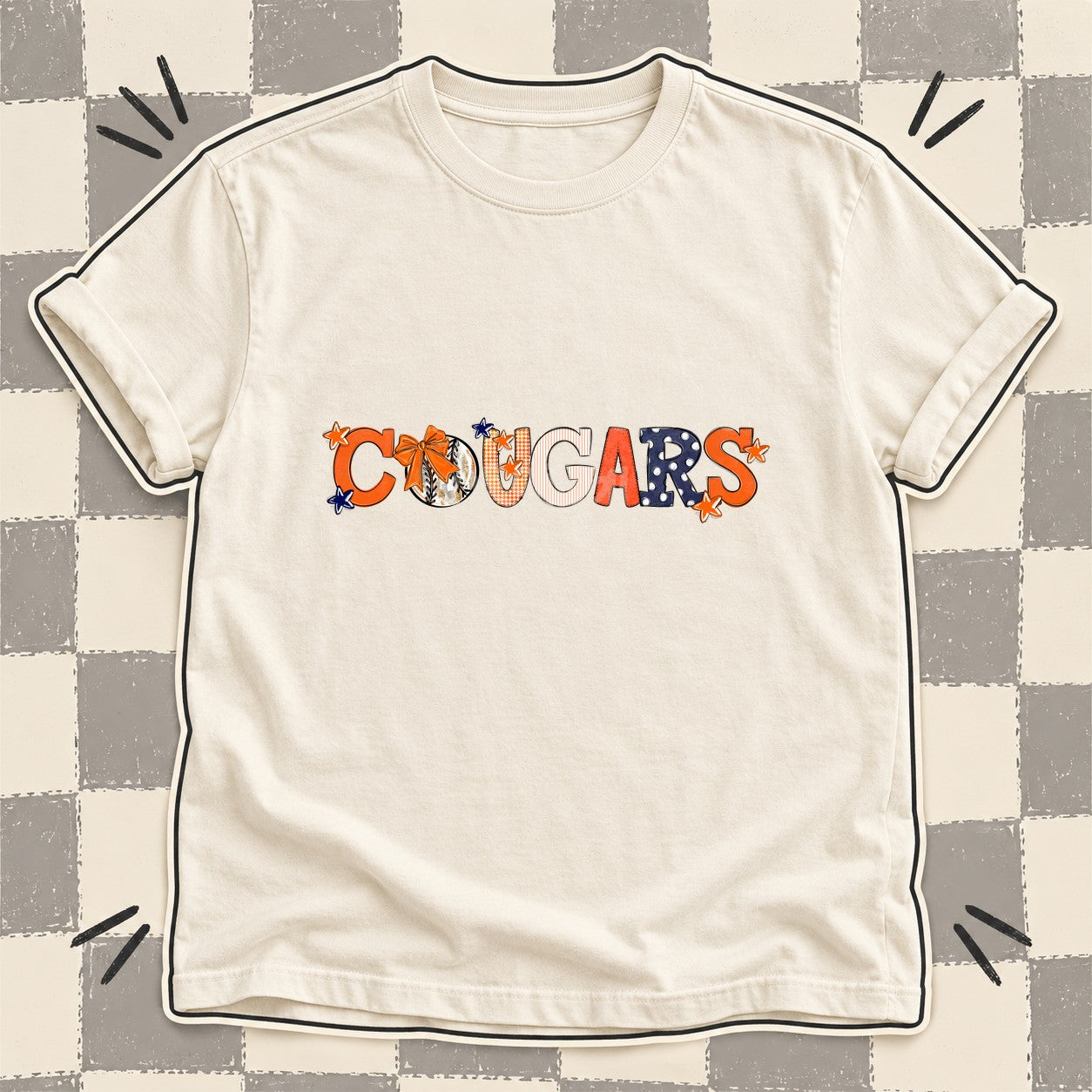 Mixed Doodle Baseball Mascots – Mascot Colors Cougars Orange Navy White design