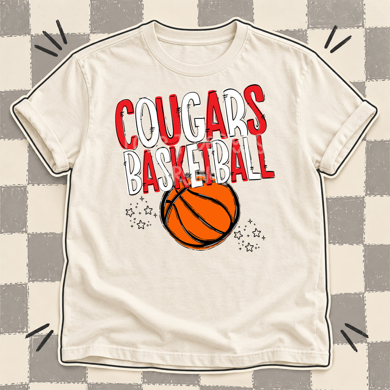 Team Go Basketball Mascots Cougars Red White design