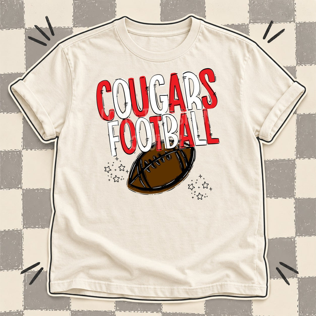 Cougars Red White Team Go Football Mascots DTF transfer mockup