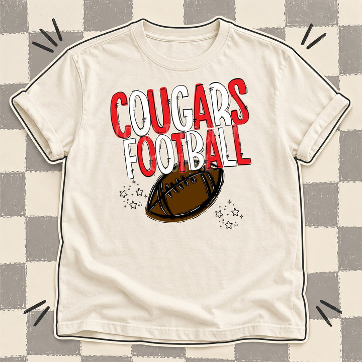 Cougars Red White Team Go Football Mascots DTF transfer mockup